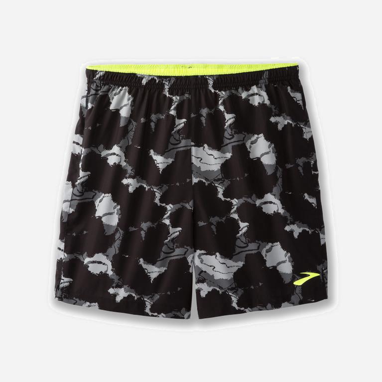 Brooks Go-To 7 NZ - Men's Running Shorts - Black/Concrete Camo (76520-TIOQ)